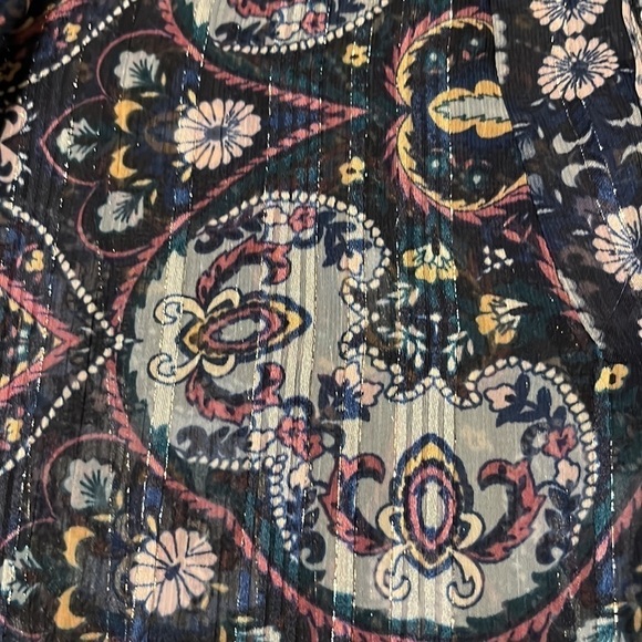 Laundry blouse, blue semi sheer with metallic threads. Sm - Picture 6 of 6